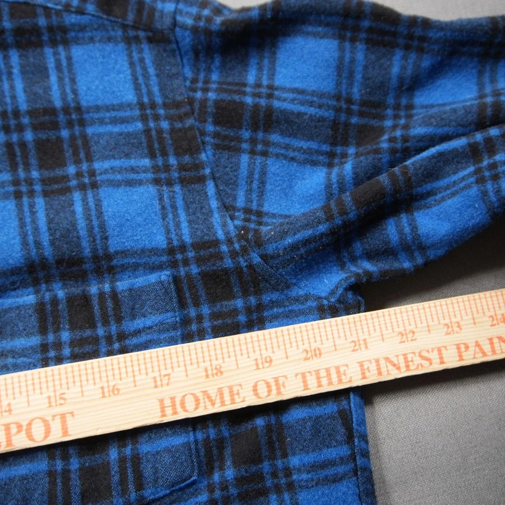 Thrashed Pendleton Vintage Wool Plaid Men Shirt S Blue Distressed Western Skate